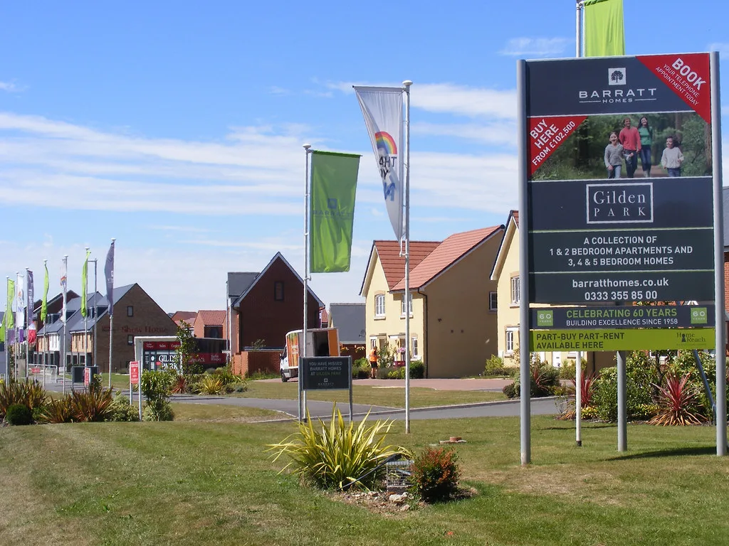 New homes at Gilden Park, Old Harlow, photographed in 2020. The care home and shop are proposed on vacant land south of Fieldfare Way in the same neighbourhood, not on the street shown here.